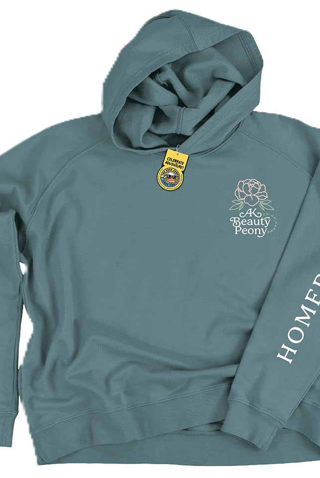 Pick Joy Women's Cropped Hooded Sweatshirt-Apparel-Alaska Beauty Peony Coop-Spruce-XS-Alaska Beauty Peony Coop