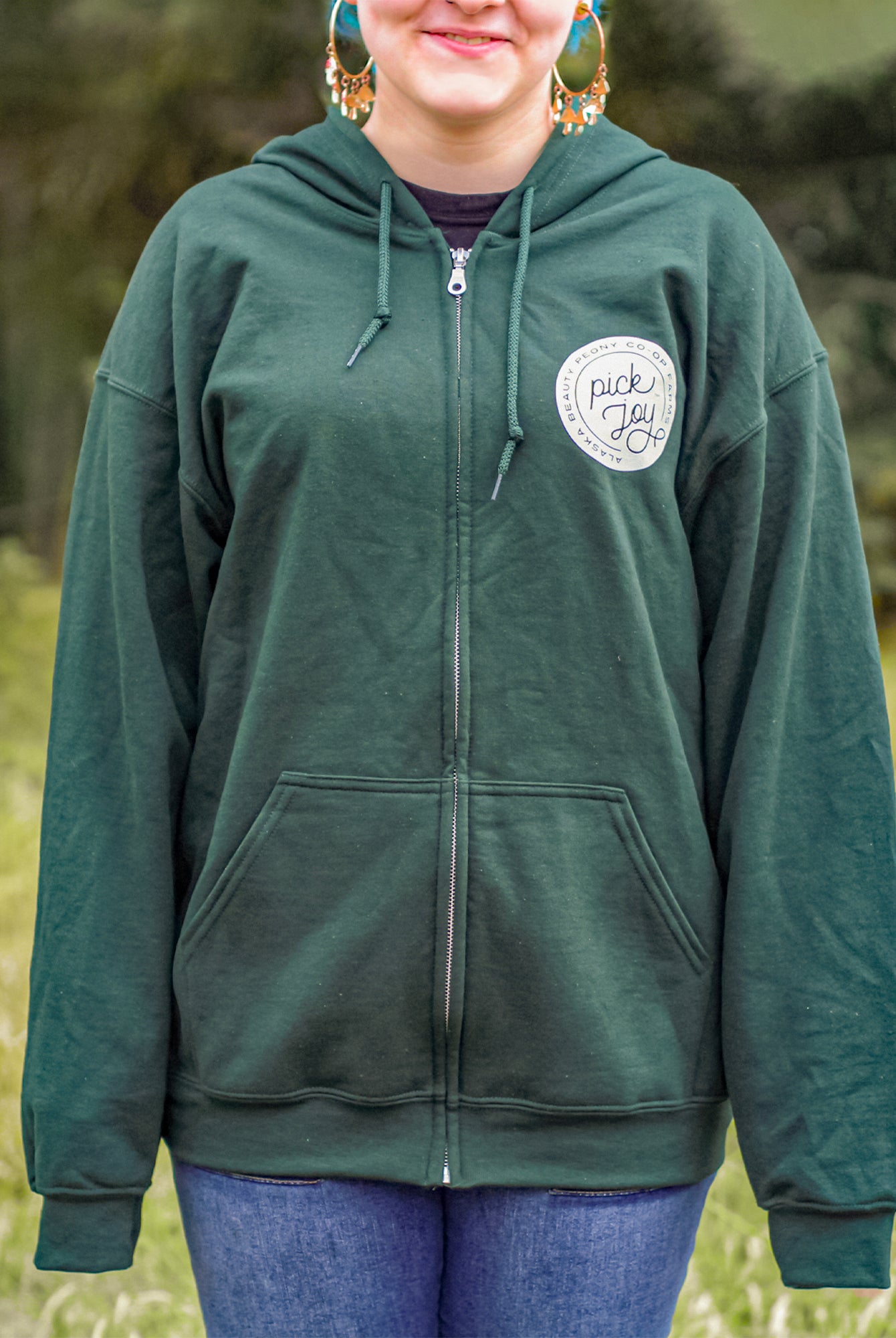 Pick Joy Zip Hoodie - Forest Green