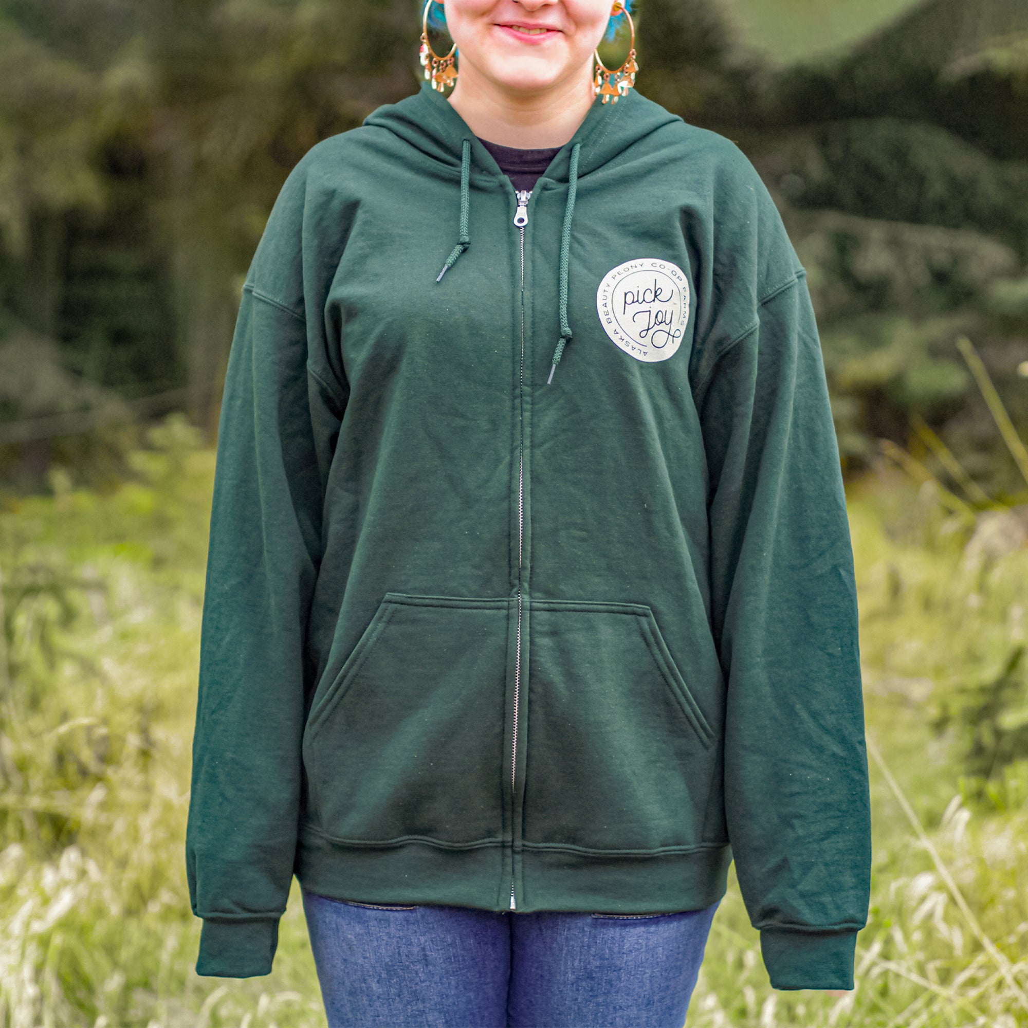 Pick Joy Zip Hoodie - Forest Green