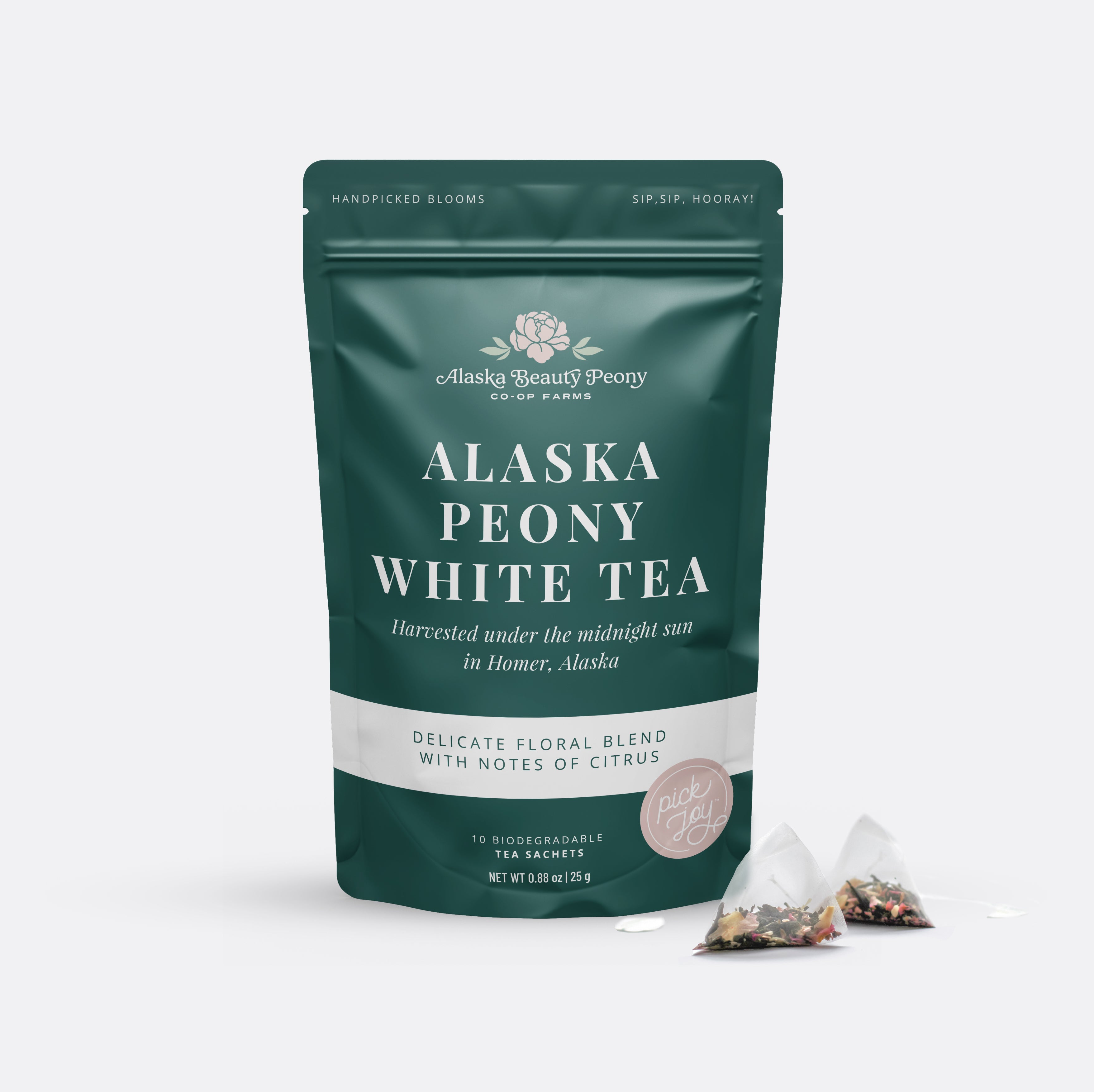 Alaska Peony White Tea - 10 Tea Sachets-Food & Drink-Alaska Beauty Peony Coop-Alaska Beauty Peony Coop