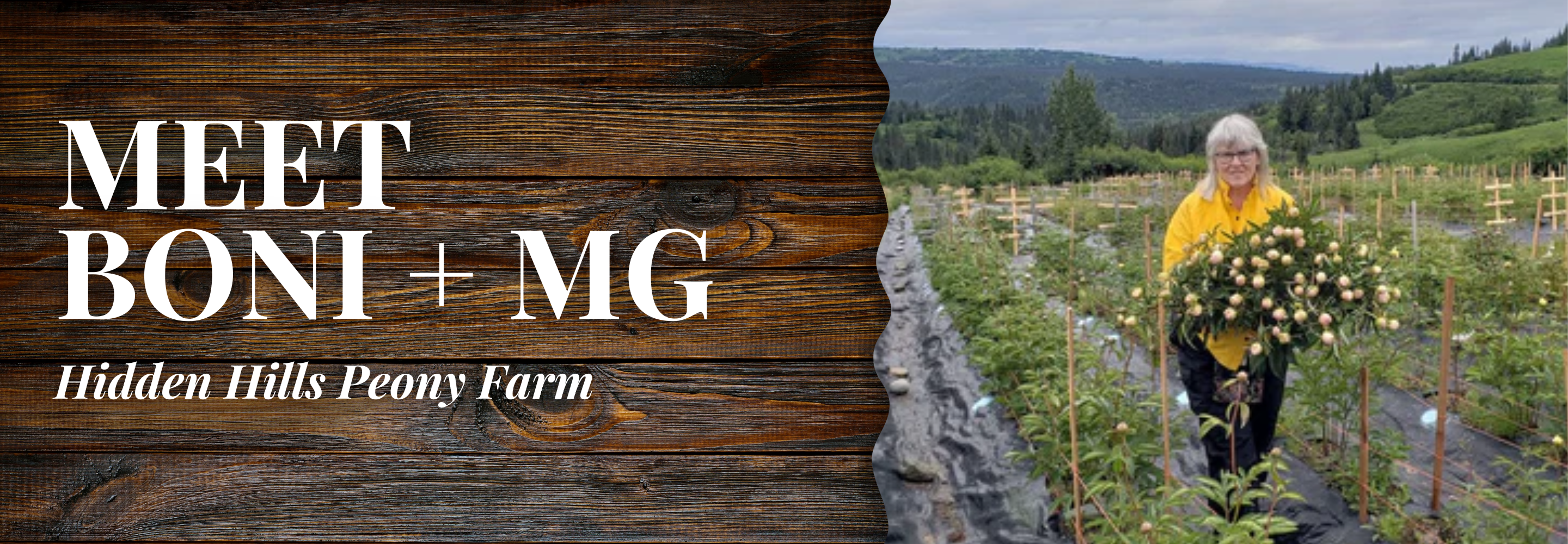 Hidden Hills Peony Farm // Boni + MG | Desktop Blog Banner | Alaska Beauty Peony Cooperative | Homer, AK