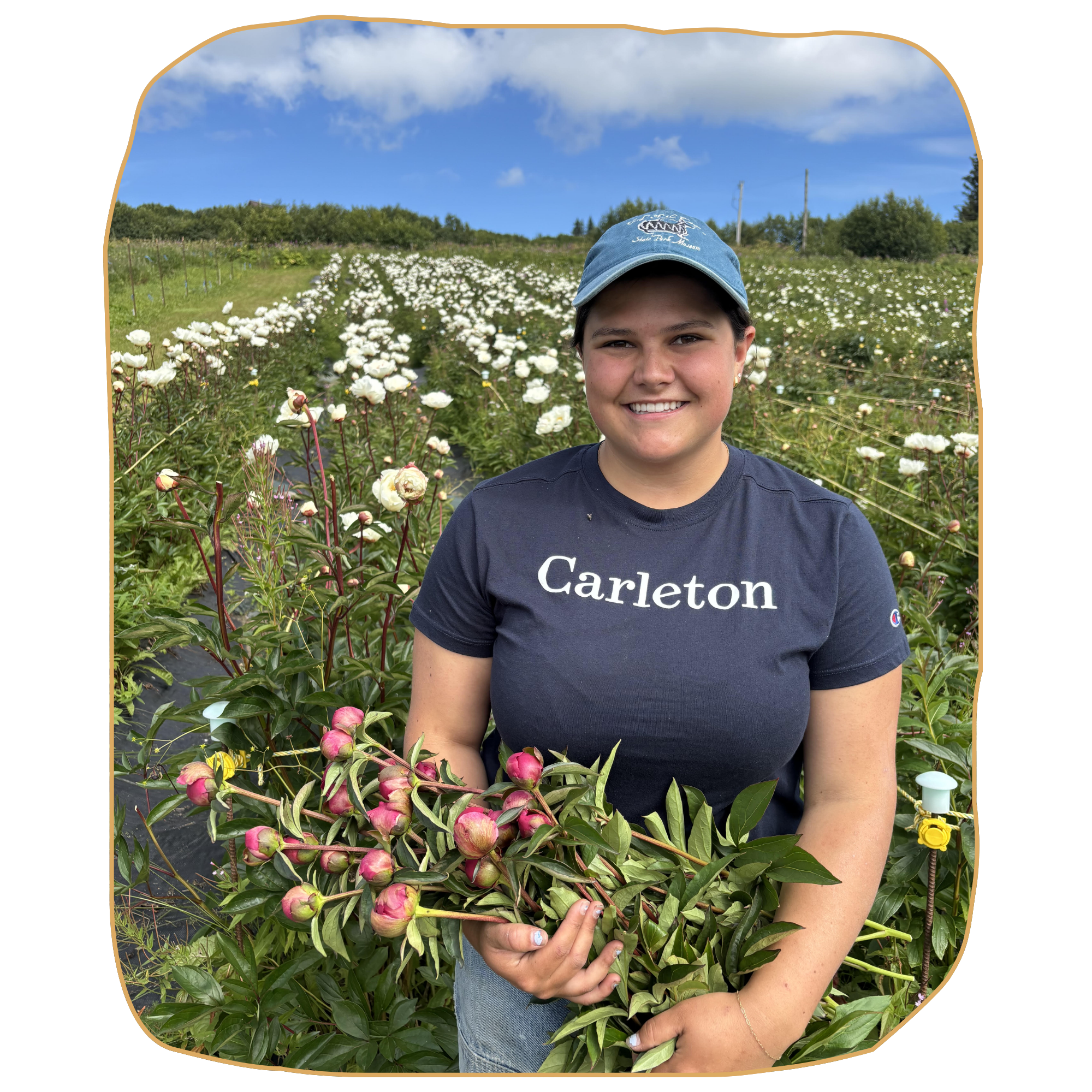 Women holding Peony Flower Stems on the Farm | Packhouse Manager | Job Opportunities | Homer, AK